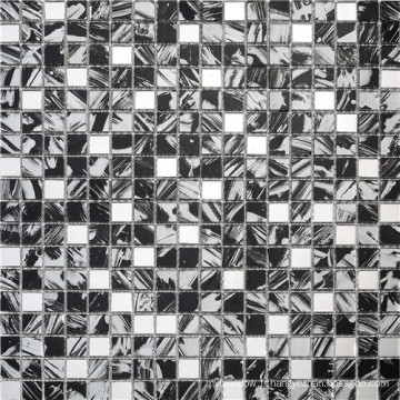 Mosaïque en miroir en verre blanc et noir